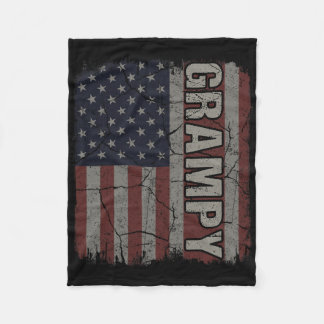 Grampy American Flag Vintage Father's Day 4th Of J Fleece Blanket