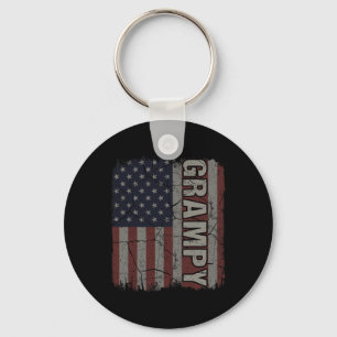 Grampy American Flag Vintage Father's Day 4th Of J Key Ring