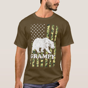 Grampy Bear Camping Hiking Camouflage USA American T-Shirt