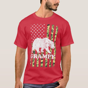 Grampy Bear Camping Hiking Camouflage USA American T-Shirt