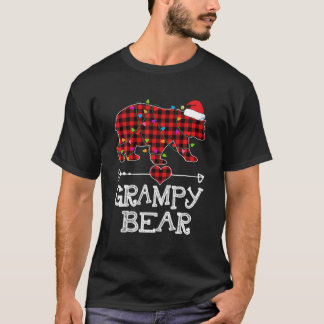 Grampy Bear Christmas Pajama Red Plaid Buffalo Fam T-Shirt