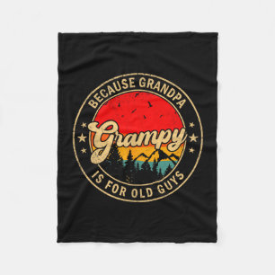 Grampy Because Grandpa Old Retro Illustration Fleece Blanket