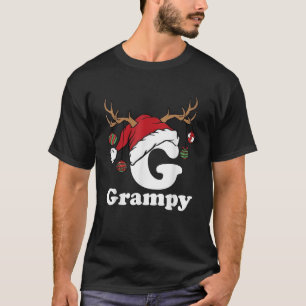 Grampy Claus Santa Hat Reindeer Red Plaid Matching T-Shirt