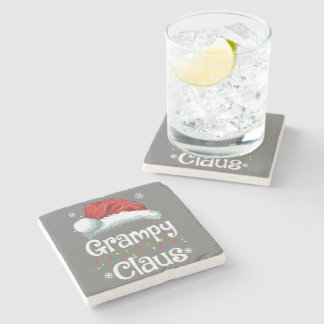 Grampy Claus Shirt, Family Matching Grampy Claus Stone Coaster