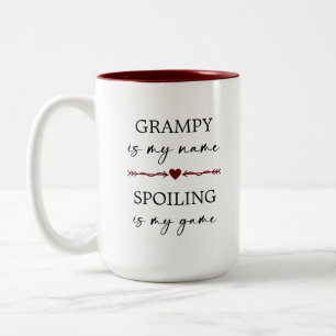 Grampy is my Name Spoiling is my Game Photo Gift Two-Tone Coffee Mug