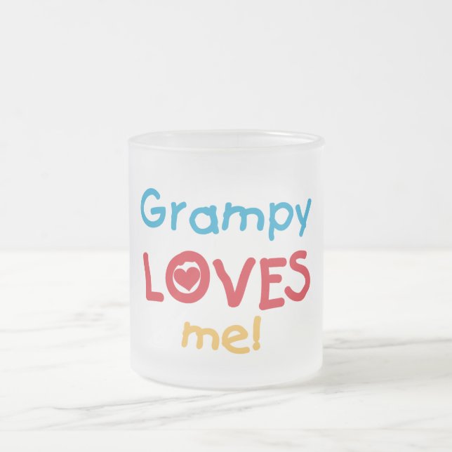 Grampy Loves Me T-shirts and Gifts Frosted Glass Coffee Mug (Center)