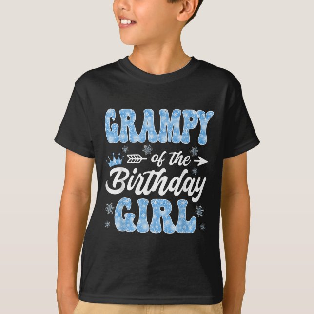 Grampy Of The Birthday Girl Snowflakes Winter Chri T-Shirt (Front)
