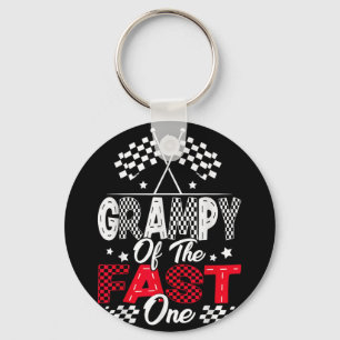 Grampy Of The Fast One First Birthday Racing Car F Key Ring