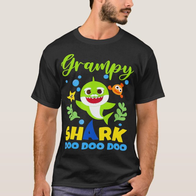 Grampy Shark Gift Cute Baby Shark Family Matching  T-Shirt (Front)