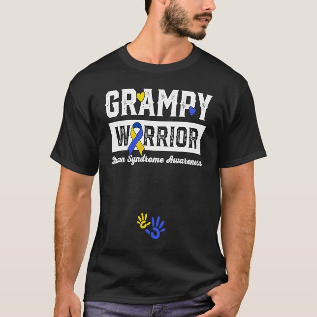 Grampy Warrior Down Syndrome Awareness Family T-Shirt (Front)