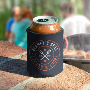 Grampy's Grill Personalized Year Established Can Cooler
