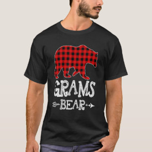 Grams Bear Christmas Pajama Red Plaid Buffalo Fami T-Shirt