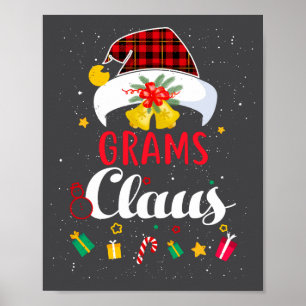 Grams Claus Christmas Grandma Santa Hat Vintage Xm Poster