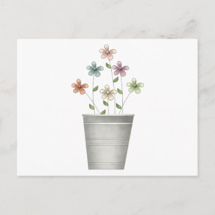 Gram's Garden · Flowers in Bucket Postcard