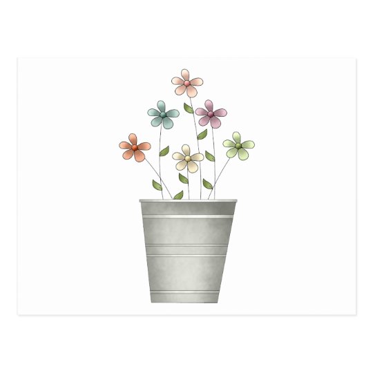 Gram's Garden · Flowers in Bucket Postcard