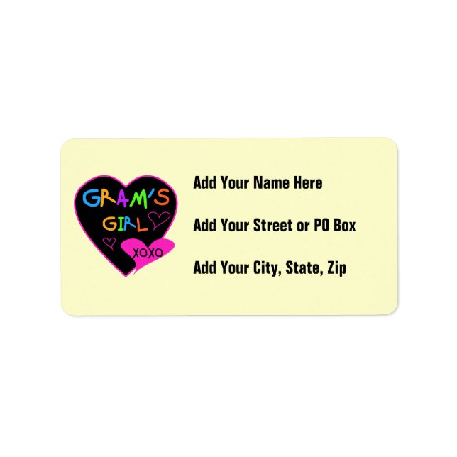 Gram's Girl Custom T-Shirts, Mugs, Buttons, Cases Label (Front)