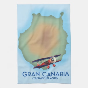 Gran Canaria  canary island, travel poster art. Tea Towel