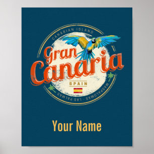 Gran Canaria Parrot Canary Islands Spain Vintage Poster