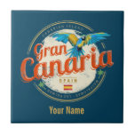Gran Canaria Parrot Canary Islands Spain Vintage Tile<br><div class="desc">Gran Canaria and Parrot Spain vintage souvenir for Canary Islands vacation. Gran Canaria with retro parrot Canary Islands design as a souvenir for Playa del Inglés beach and sea. Lifestyle for Gran Canaria Backpackers and Las Palmas Volcano Trip. Gran Canaria in Spain Vintage Canary Islands Souvenir. Gran Canaria in the...</div>