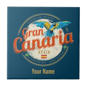 Gran Canaria Parrot Canary Islands Spain Vintage Tile