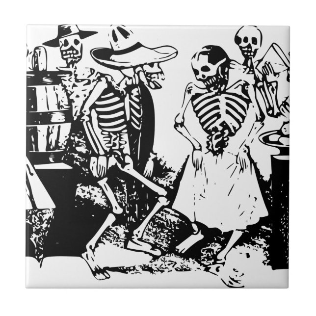Gran-Fandango Mexican skeletons Tile (Front)