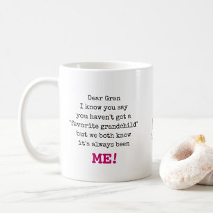 Gran Favourite Grandchild Typewriter Typography Coffee Mug