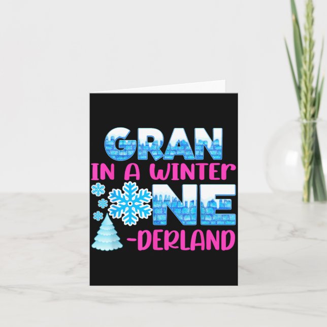Gran In A Winter Onederland Bday Girl Sweet Snowfl Card (Front)