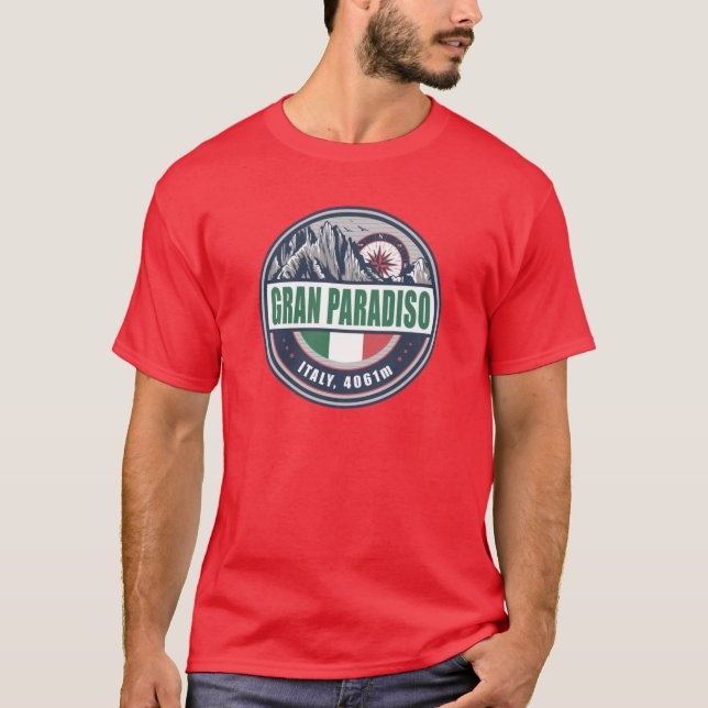 Gran Paradiso Italy Flag Mountain Hiking Design fa T-Shirt (Front)