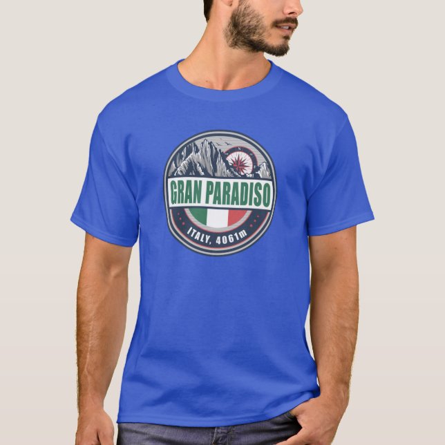 Gran Paradiso Italy Flag Mountain Hiking Design gi T-Shirt (Front)
