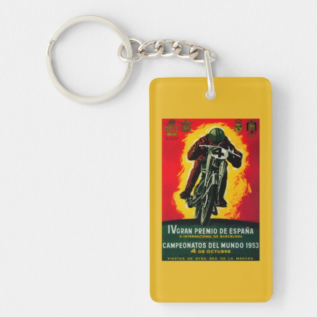 Gran Premio de Espana Vintage PosterEurope Key Ring (Front)