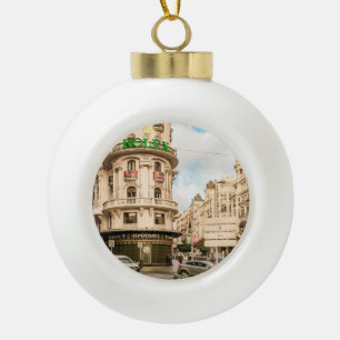 Gran Via Street, Madrid, Spain Ceramic Ball Christmas Ornament