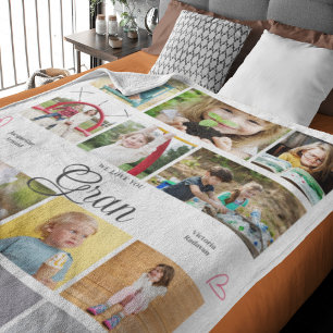 Gran We Love You Personalised Hearts Fleece Blanket