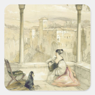 Granada (Alhambra), plate 9 from 'Sketches of Spai Square Sticker