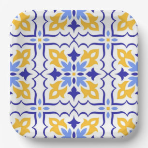 Granada Radiance Sunlit Blue and Gold Mediterranea Paper Plate
