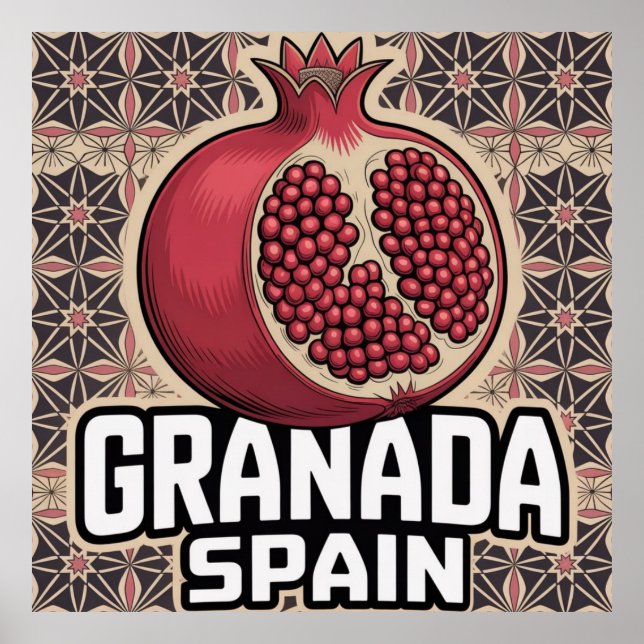 Granada Spain Pomegranate Sticker Poster (Front)