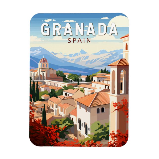Granada Spain Travel Art Vintage Magnet (Vertical)