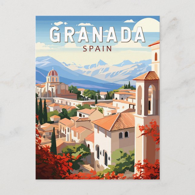 Granada Spain Travel Art Vintage Postcard (Front)