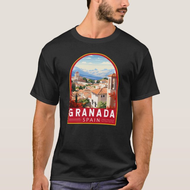 Granada Spain Travel Art Vintage T-Shirt (Front)