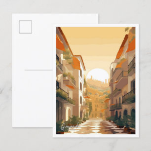 Granada Spain Travel Vintage illustration Postcard