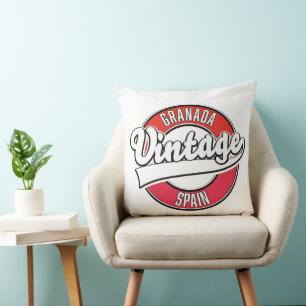 Granada spain vintage style logo cushion