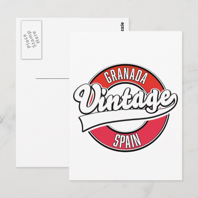 Granada spain vintage style logo postcard (Front/Back)