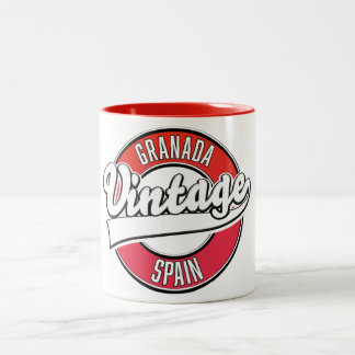 Granada spain vintage style logo Two-Tone coffee mug