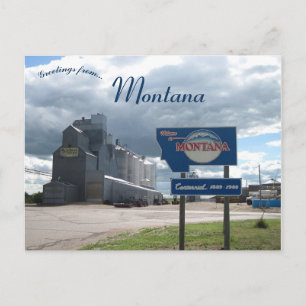 Granary at the Montana State Line in Montana Postcard