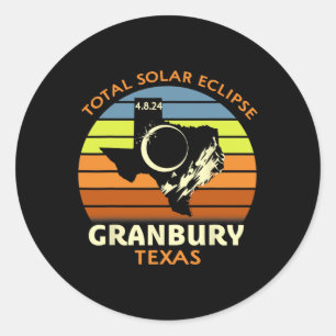 Granbury Texas Total Solar Eclipse 2024 Classic Round Sticker