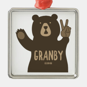 Granby Colorado Peace Bear Metal Tree Decoration