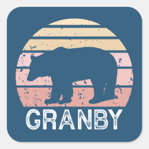 Granby Colorado Retro Bear Square Sticker