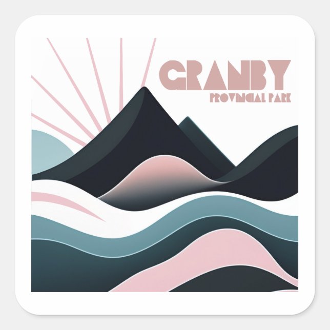 Granby Provincial Park Coloured Hills Square Sticker (Front)