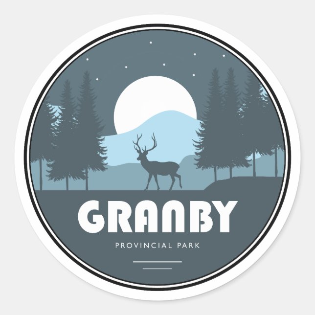 Granby Provincial Park Deer Classic Round Sticker (Front)