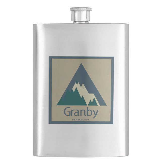 Granby Provincial Park Rustic Hip Flask (Front)