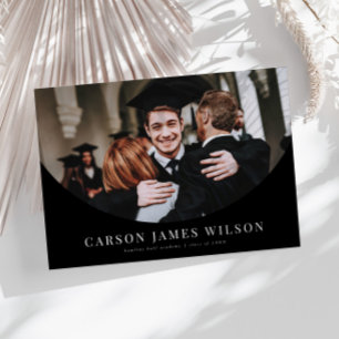 Grand Arch Photo Black Graduation Announcement